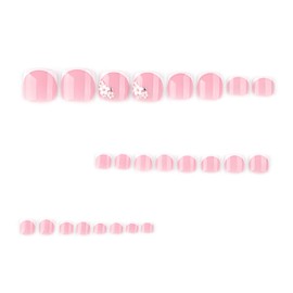 FIEONCIY Press on Toenails with Designs Acrylic Fake Nails for Toe Artificial False Nails with Charms Glue on Toe Nails for Spring Summer Stick on Toenails for Women Girls(JP3805)