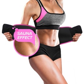 Perfotek Waist Trainer for Women & Men Lower Belly Support Belt Sauna Effect Pink L Size
