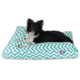 Teal Chevron Large Rectangle Indoor Outdoor Pet Dog Bed With Removable Washable Cover By Majestic Pet Products