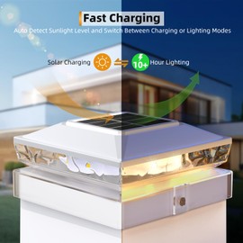 Flyingod Solar Post Light, 18 Pack Fence Post Caps Light for 4x4 5x5 in Square Wood/Vinyl Column, Outdoor Solar LED Light with Warm Lighting Decorate Garden Patio Porch