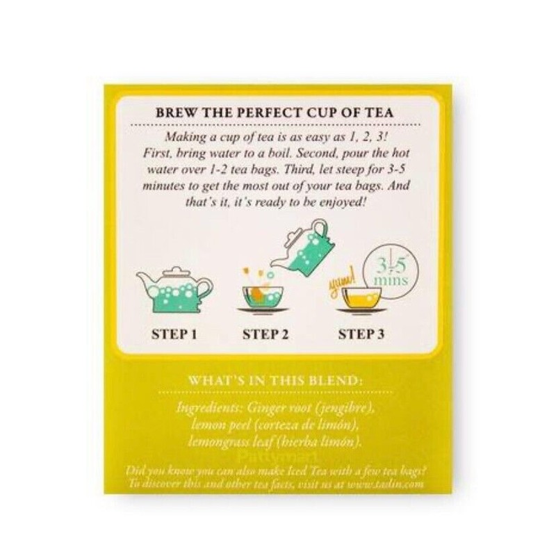 TADIN LEMON GINGER 24 BAGS 1.19oz (Pack of 4)