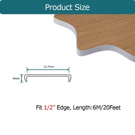 Tintvent U Shape Edge Banding, Fit 1/2 inch Edge, Plywood Edge Protector, Self-Adhesive Edge Trim for Veneer, Furniture, Cabinets, Countertop, Shelves, Table, Marble; Gray, 20Ft