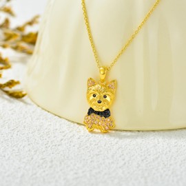 Dog Necklaces 24 Breeds of Dogs Necklaces S925 Sterling Silver Dog Pendant Yorkshire Terrier Dog Necklace for Women Girls gifts -UK