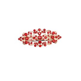 Faship Gorgeous Red Rhinestone Crystal Floral Hair Barrette Clip