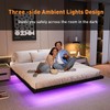 AGXI Floating Bed Frame with LED Lights and Charging Station,