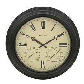 Headwind Consumer Products 850-0050 Clock/Thermometer/Hygrometer Black Metal 18"