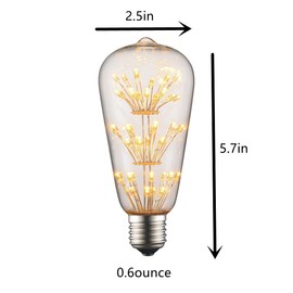 Lxcom Lighting Vintage Edison ST64 Starry LED Bulb with Independent Light Column, 3W Retro Gypsophila Edison Bulb Warm Yellow 2300K, E26 Base, 85-265V, Perfect Transparent Decorative Light,Pack of 2