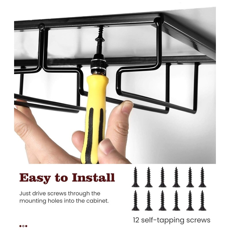 Nuovoware Wine Glass Rack, 2-Pack Under Cabinet Stemware Holder -