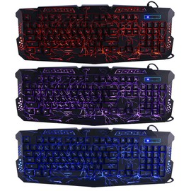 Wired 3 Color Backlit Gaming Crack Bilingual Keyboard with Multimedia Buttons For Laptop PC