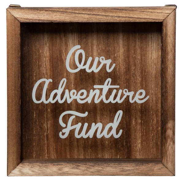 Genie Crafts Wooden Shadow Box Bank, Our Adventure Fund (7.1 x 1.8 Inches)