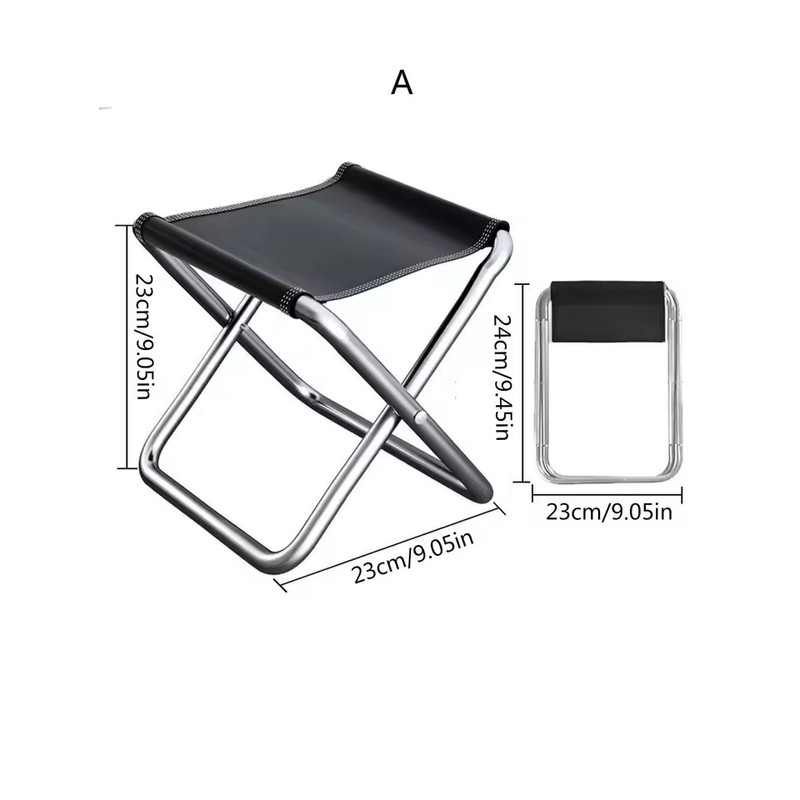 Portable Folding Stool Compact Black Seat for Camping & Travel