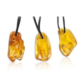 Baltic Amber Necklace Natural Amber Pendant Drilled on Leather Cord, amber, Amber