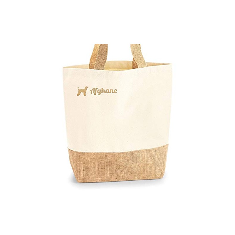 Afghane Jute Bag Shopper Shopping Bag Dog Motif Embroidery