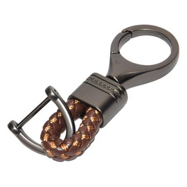 Goods Land GD-SMKYHL 6 Color Smart Key Chain Braided Leather PU Leather Key Ring Rotation Carabiner Car Key Storage Key Strap, Braun