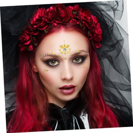 FRCOLOR 6sheets Day Dead Face Stickers for Cosplay and Festivals Easy Apply Temporary Decals No Pain Peel and Stick Design for Makeup and Decoration