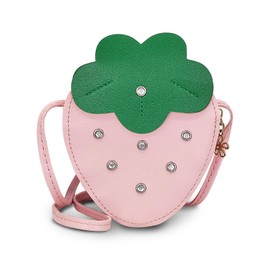 Energather Crossbody Bag, PU Leather Shoulder Bag, Cross Body Bag for Women with Strawberries in Shape, Beautiful Crossbody Bag Women with Zip for Birthday, Christmas, pink, S