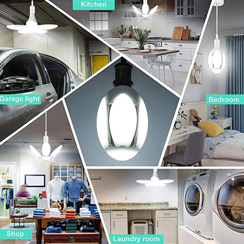 5 Leaf Garage Light LED Deformable Lamp 80W E26 Ceiling
