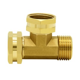 Hooshing Brass Garden Hose Tee Fitting 3/4" GHT Female x Female x Male Thread Swivel Garden Hose Connector