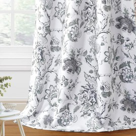 H.VERSAILTEX Blackout Curtains 96 Inch Length 2 Panels Set Floral Print Curtain Drapes for Living Room Thermal Insulated Grommet Window Curtains for Bedroom - Traditional Floral in Antique Green