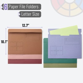 Mr. Pen- Paper Pocket File Folder, 6 Pack, Assorted Colors, Letter Size, File Jacket Flat Folder, for School, Office, Buisness Home