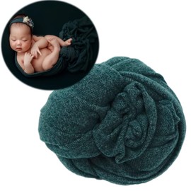 Newborn Baby Photo Outfits Props Stretch Blanket Infant Boy Girl Photography Velvet Wraps for Baby Photo Shoot (Dark Green)