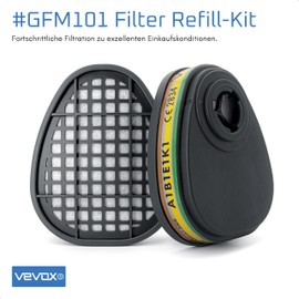 VEVOX® - ABEK1 Gas Filter Set of 2 - Gas Mash Filter - Compatible with the Vevox® #HM5376 Half Mask - Filter for Respirator Mask