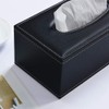 Uandhome Leather Tissue Box, Black Rectangle Tissue Paper Holder Box