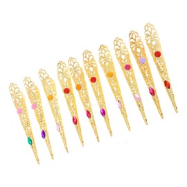 TOVINANNA 10Pcs Rhinestone Nail Decor Hollow Design Finger Nail Tips for Cosplay and Performance Durable Stylish Nail Accessories