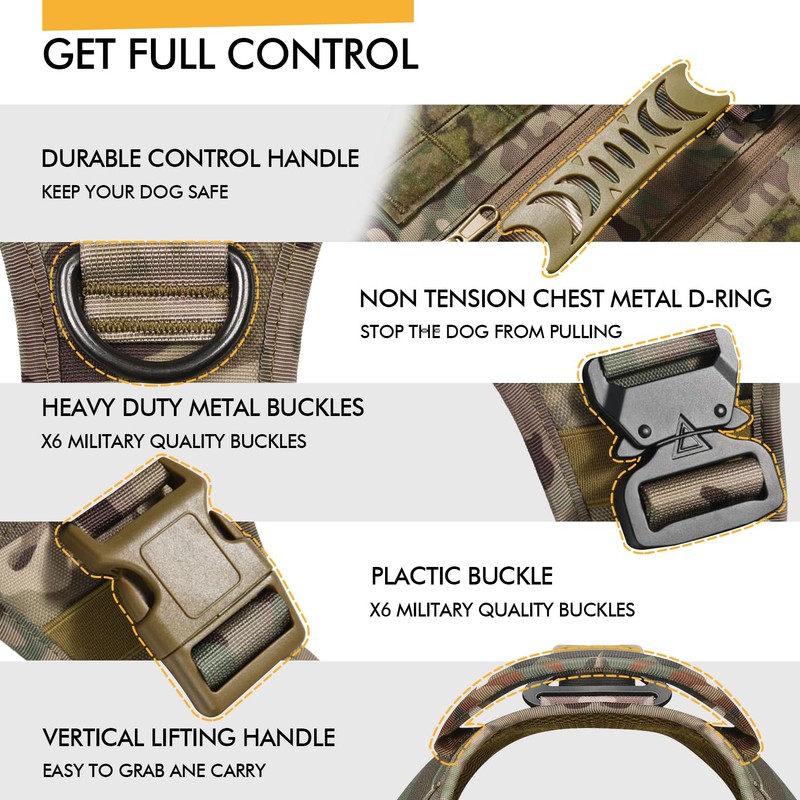 Tactical Dog Harness for Medium and Large Dogs No Pull