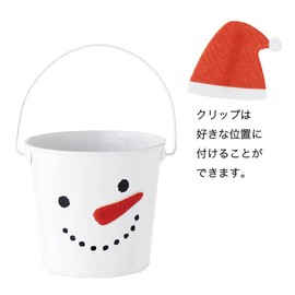 HEADS XYU-BBKS Headz Tin Bucket 12x10.5cm Small White 6pcs Christmas Snowman with Handle Hat Clip
