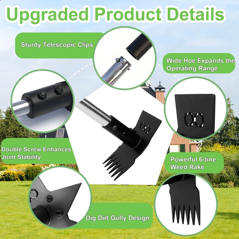 HAWCAFU Weed Puller Tool with Long Handle 3 in 1