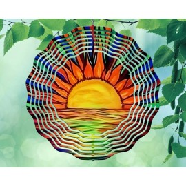 Liberty Flags & Gifts 10" Sunset Ocean Sunny Waves Wind Spinner Yard Decor 3D Kinetic rws056