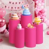 Set of 3 - Fuchsia Cylinder Pedestal Stand Covers, Flexible
