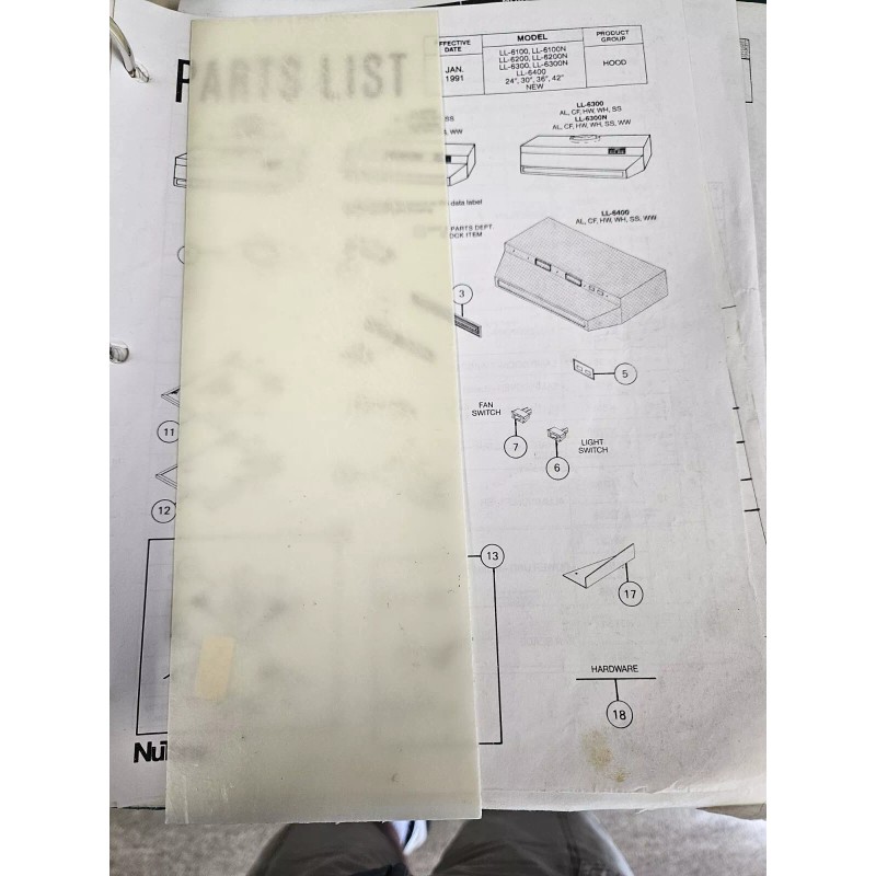 NuTone Light Cover For Models LL 6100 To 6400 Part
