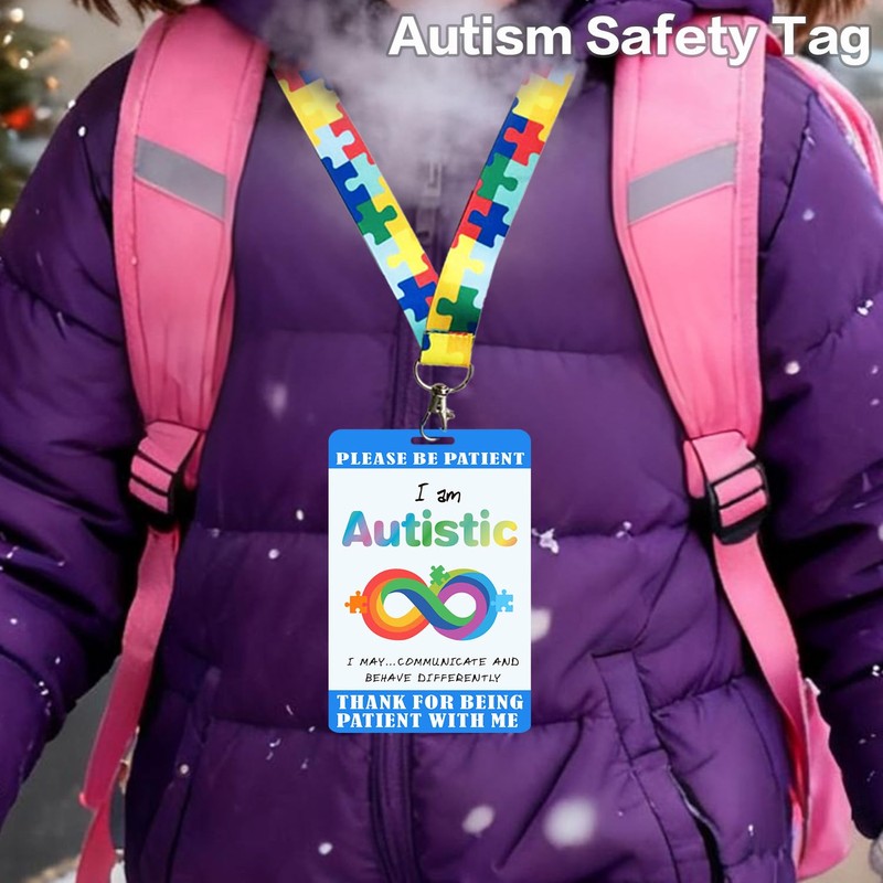 TINNALART Autism Card Set with Safety Tag, Funny Autism ID