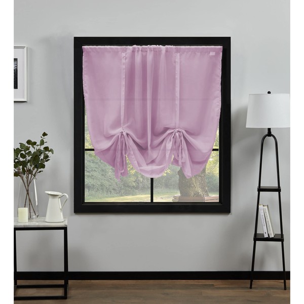 NetCurtainsUK Plain Voile Tie Blind Curtain Panels 140cm (55'') Wide