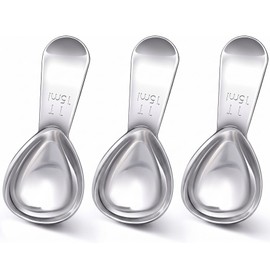 3PCS Stainless Steel Coffee Scoop Set, Short Handle Measuring Scoop Set, 1T, 15ml