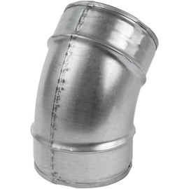 HVAC OV 45° Degree Ø4 Inch Elbow Bend Duct Connector - Galvanized Steel - Metal for Round Ventilation Pipes - Adjustable Outlet Adapter - for Home or Industrial HVAC Ventilation