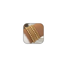 Long tiantian Gold Bracelet for Women: Stackable Pearl, Cross Beaded, Layered Gold Plated Stretch Bracelets - Jewelry Gifts