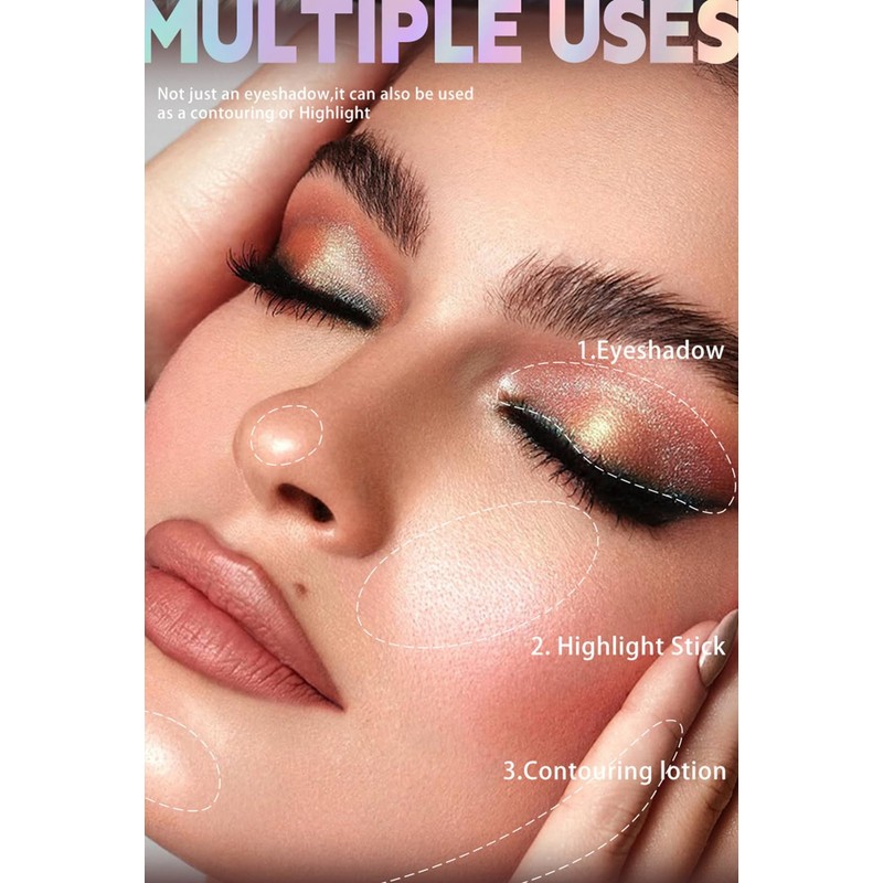 Shimmer Cream Eyeshadow Stick Set, 6 Warm Bronze Metallic Eye