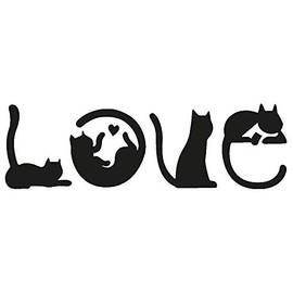 Love Cats Kitty Vinyl Cutout Rub On Sticker 6.5-by-1.9 Inches (Pink)