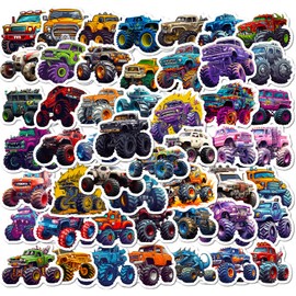 Monster Truck Sticker Set, Children's Stickers, Boys Car Stickers, Cool Monster Truck Stickers, Cute Car Stickers, Water Bottle, Luggage, Skateboard, Bike, Laptop Stickers, Pack of 100