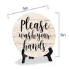 Round Please Wash Your Hands, Light Wood Color Bathroom Table