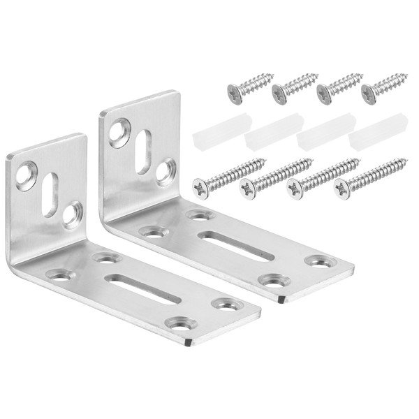 sourcing map L Corner Braces, 2Pcs 80x35x40mm - Stainless Steel