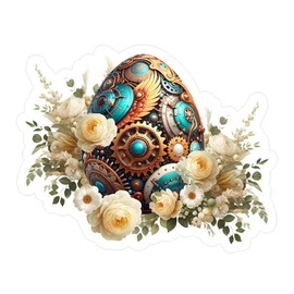 CafePress Elegant Steampunk Easter Egg Small Die Cut Sticker, 3"x4" Glossy Finish