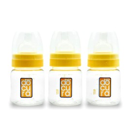DOCURA - Set 3 Biberones Para Bebé De Boca Ancha, Biberón De 5 oz/150ml Para 0-3 Meses, Silicón Líquido, Mamilas Anti cólicos, Antirreflujo, Libre de BPA, Amarillo