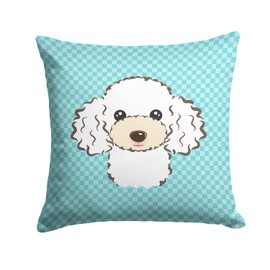 Caroline's Treasures BB1195PW1414 Checkerboard Blue White Poodle Canvas Fabric Decorative Pillow, 14Hx14W, Multicolor