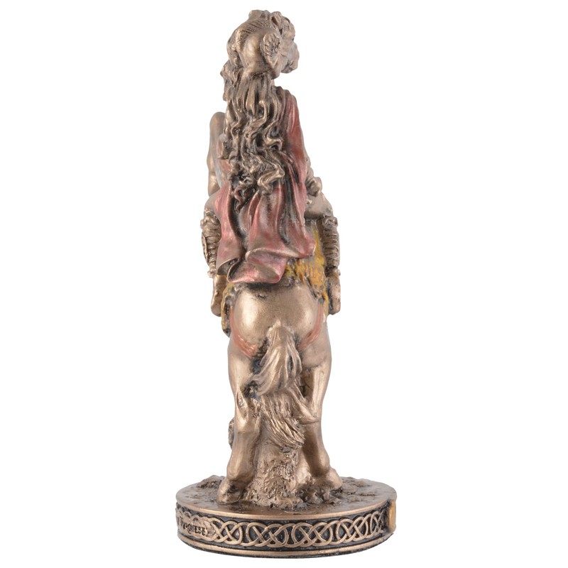 Veronese Miniature Figurine Germanic Valkyrie on Horse, Hand-Painted Bronze