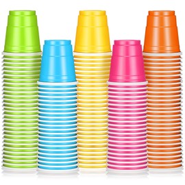 Roshtia 100 Pack 2 oz Christmas Plastic Shot Cups, Mini Disposable Shot Glasses 2 oz Party Cups for Wedding Christmas Winter Party, Beer Taste Serving, Snacks(Multi Colors)