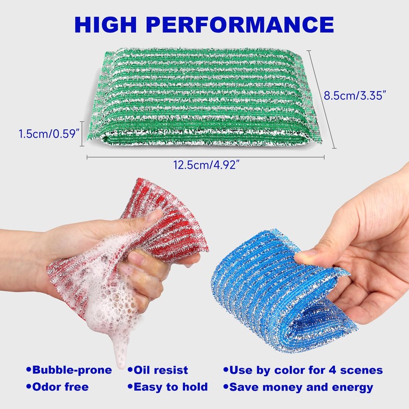 ovwo Premium 12-Pad Sponges Kitchen - Upgraded Dish Sponge, Scrubber,